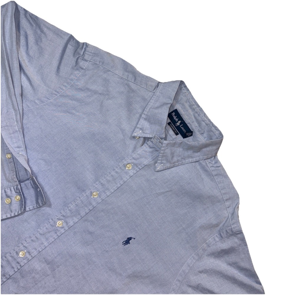 Ralph Lauren Shirt Mens 17.5 36/37 Classic Fit Pony Button Down Blue Long Sleeve